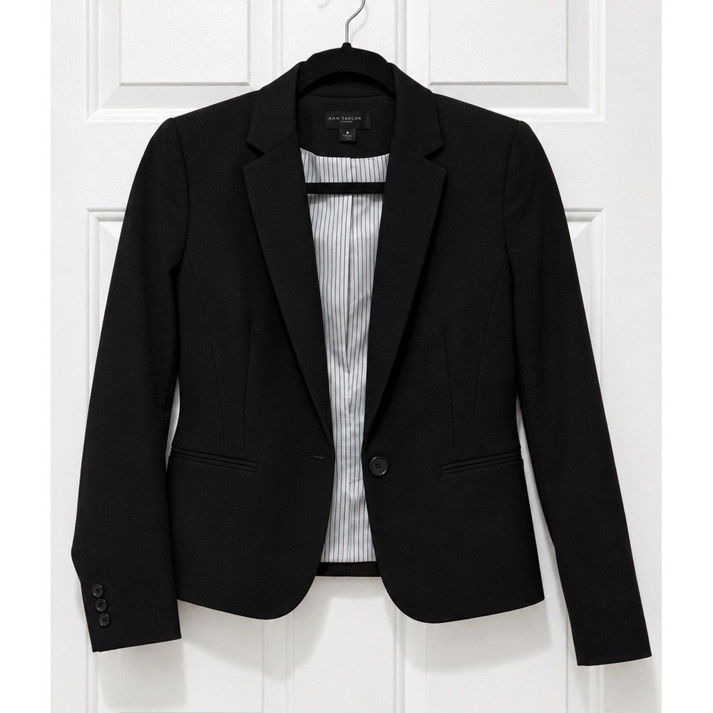 Worthington Petite Black Blazer Size PS Single Button Career Suit Jacket Office